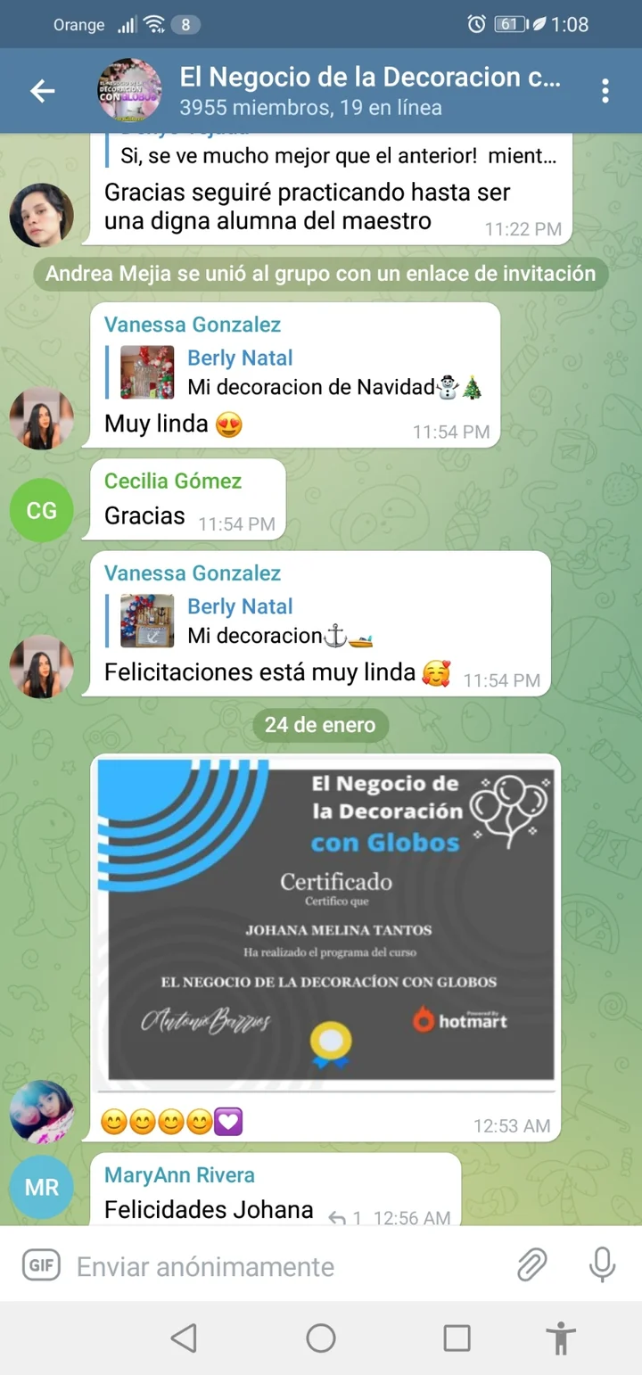 Certificado de alumna graduada